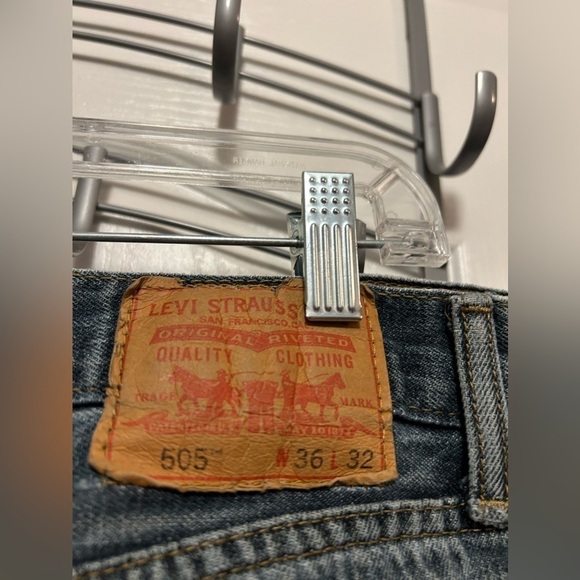 Levis 505 Mens Jeans Size 36 Mid Rise Regular Fit Straight Leg Denim Inseam 32" - Picture 6 of 13